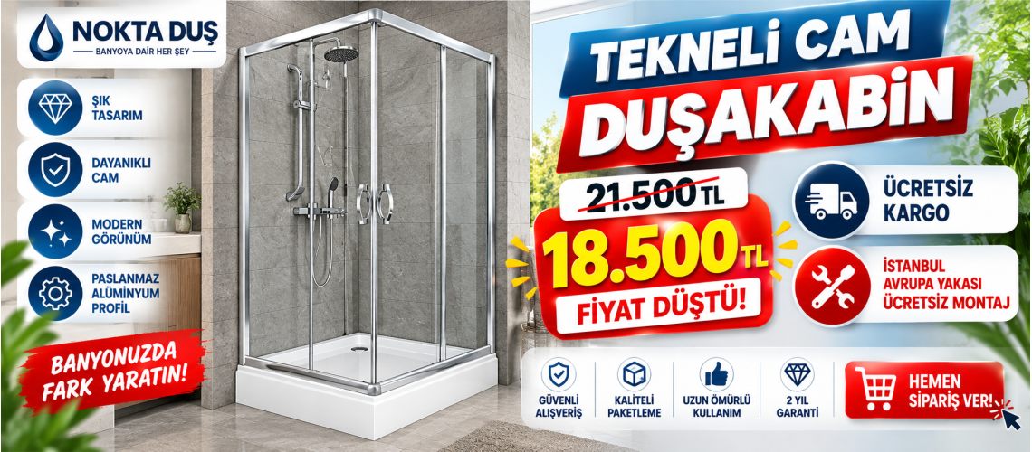 Lüks Camlı Kare Duşakabin + Kere Duş teknesi ND101