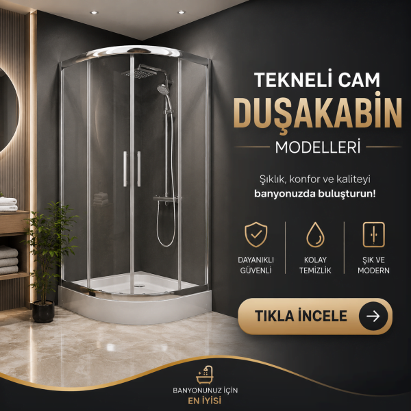 Lüks Camlı Duşakabin + Oval Duş teknesin ND100
