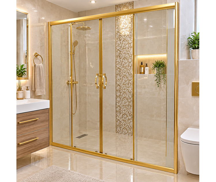 Gold Seri Teknesiz Düz Duşakabin ND622 Gold Seri Teknesiz Düz Duşakabin ND622